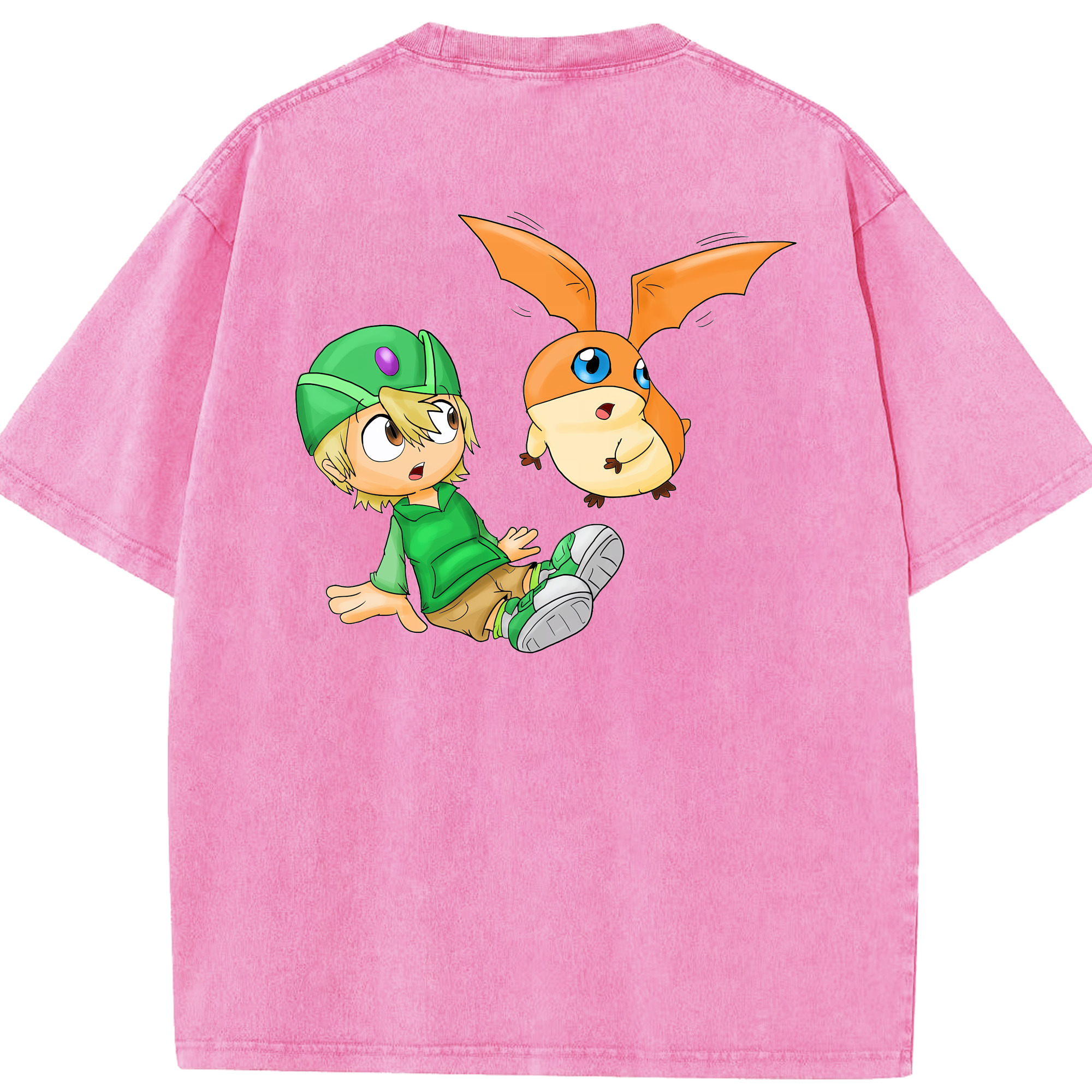 （画像用） Digimon デジタルモンスター/デジモン 綿100% ヴィンテージ風 半袖Tシャツ（背面プリント）